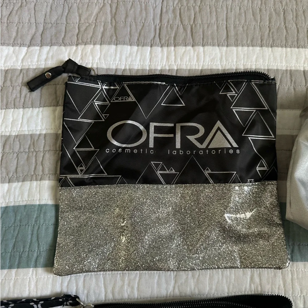 Lot 4 Makeup Bags Sephora OFRA Black Glitter Silver